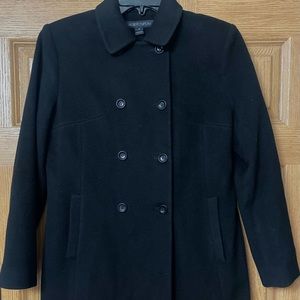 Vintage Albert Nipon Coat Cashmere Wool Blend Pea Coat Womens Size 6 Made In USA